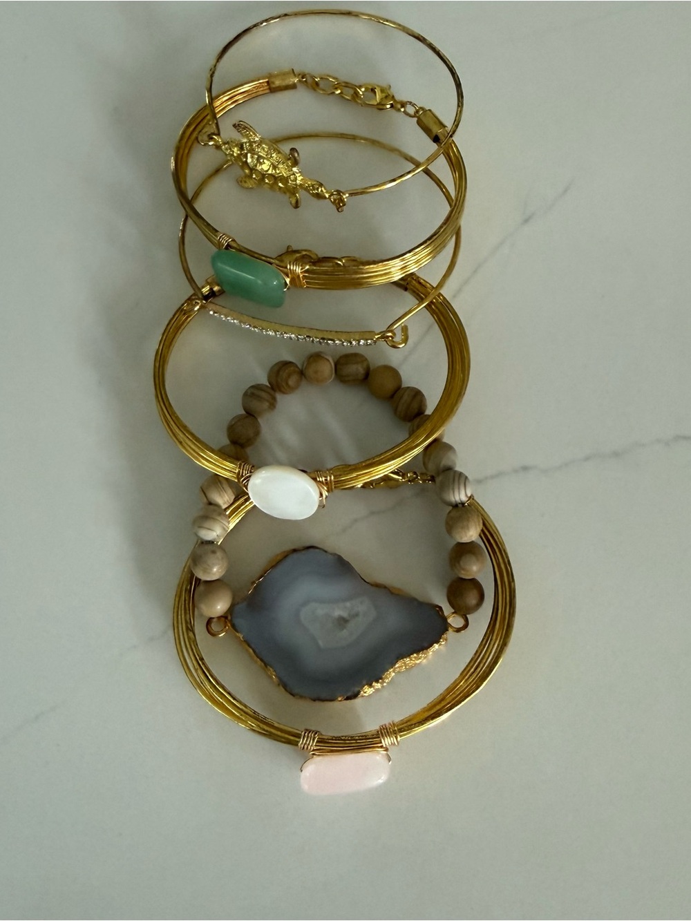 Stackable Bracelet Set with Gemstone Accents
